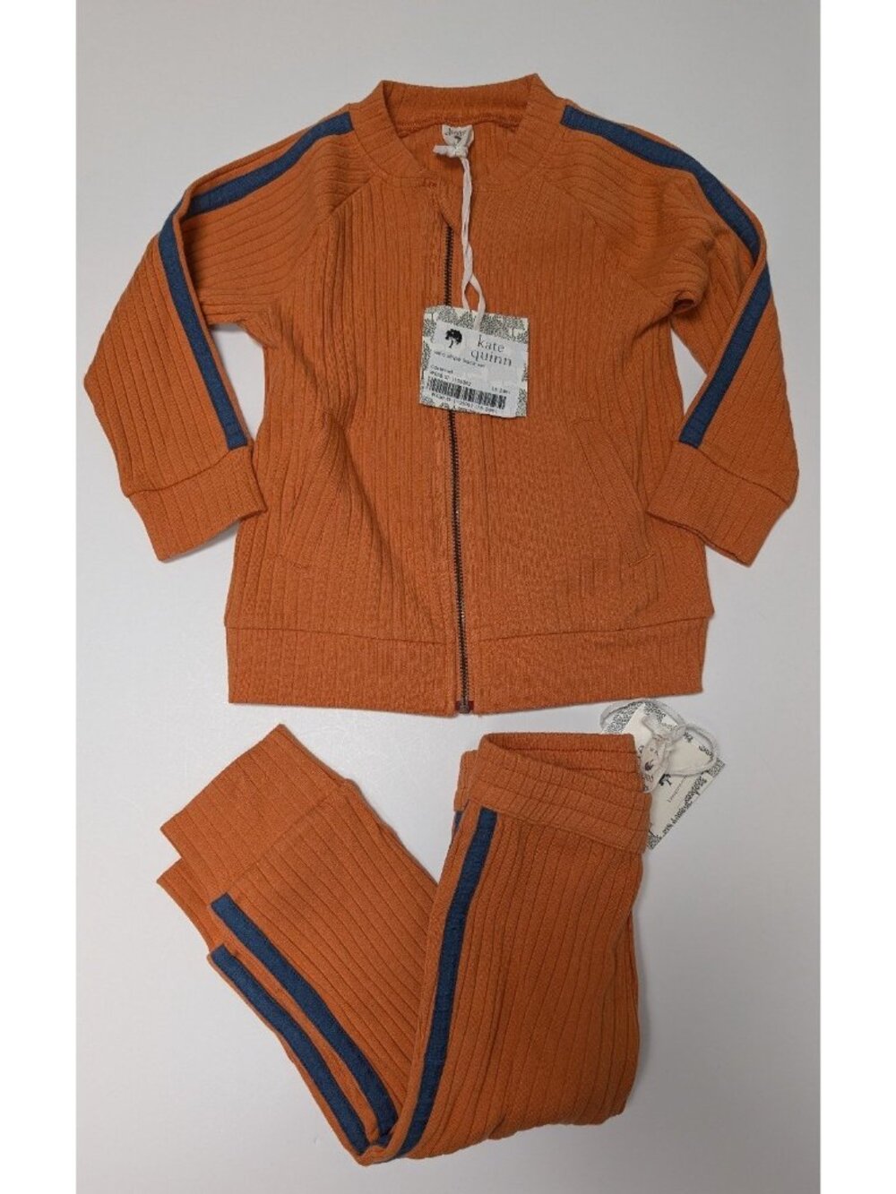 Kate Quinn Organic Cotton Wide Rib Caramel Tracksuit Set 18-24 Months Fall
